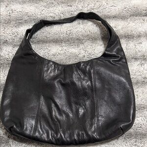 Perlina Black Leather Hobo Bag
